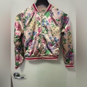 H&M Girls Youth Floral Satin bomer Jacket Size US 10